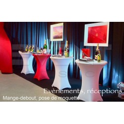 Location Table Mange debout KLIK KLAK avec housse Blanche